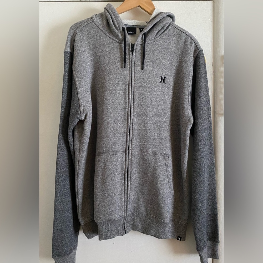Men’s Hurley Getaway Fleece Zip Hoodie in Dark Storm size L